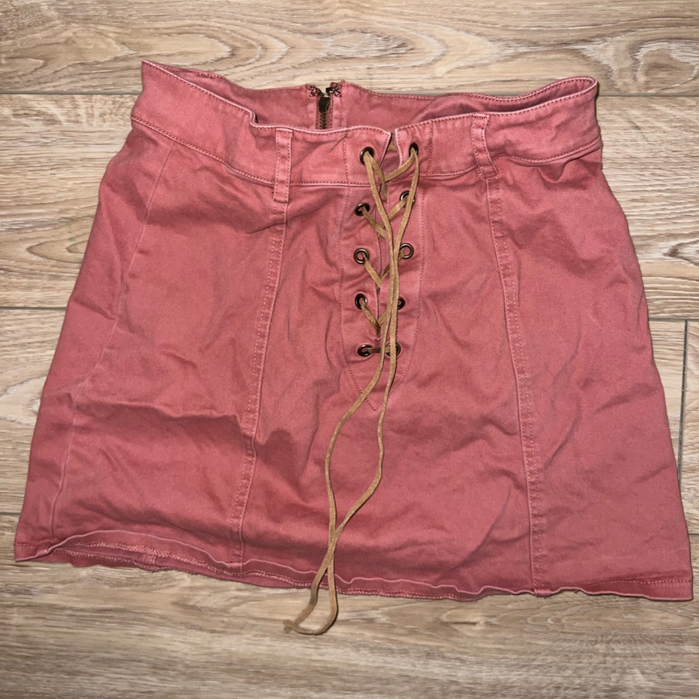 Forever 21 Pink Tie Up Mini Skirt